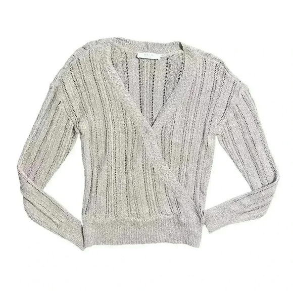 ASTR The Label Lavender Faux Wrap Pointelle Knit Lightweight Sweater Medium - Picture 4 of 8